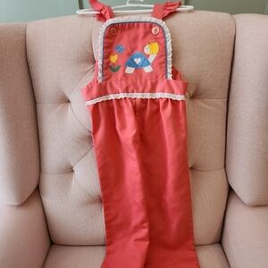 By Thomas Vintage Pink Made In Usa Size 3 Or 3t Overalls Turtle Embroidery